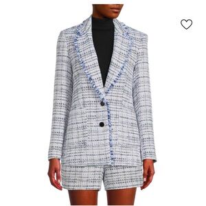 Karl Lagerfeld Tweed Blazer in Blue and White 6